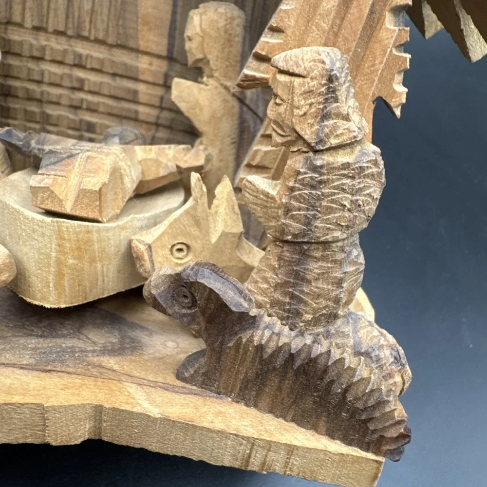 Wooden Nativity Figurine Statue Hand Carved Olive Wood Christmas‎ Decoration